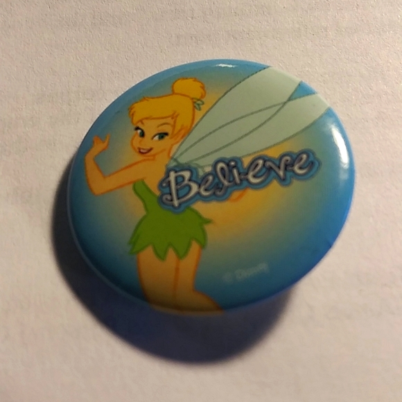 Disney Tinkerbell TINK "BELIEVE" Button Pin PINBACK 2003 Fairy Classic Peter Pan